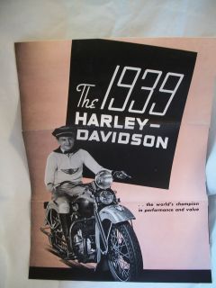 EXTREMELY SCARCE 1939 HARLEY DAVIDSON SALES POSTER FRESHLY FOUND NEW 