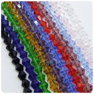 100pcs Bicone Faceted Glass Crystal Loose spacer beads 4mm Pick 