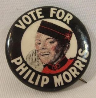 Vote for Philip Morris Vintage Cigarettes Tobacco Advertising Button 