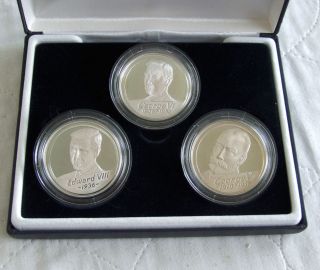 1936 EDWARD VIII YEAR OF THE 3 KINGS 3 X HALLMARKED SILVER PROOF MEDAL 