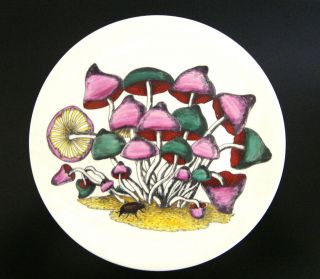 RARE PIERO FORNASETTI HAND PAINTED PLATE, FUNGHI SERIES