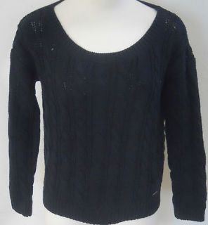ABERCROMBIE & FITCH Womens Navy Cable Knit Cropped Shea Sweater Sizes 