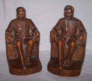 Vintage Pair of Ceramic Pottery Abraham Lincoln Sitting Collectible 