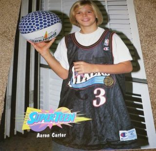 AARON CARTER PINUP CLIPPING Young W/ Basketball