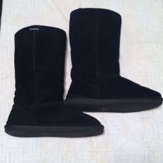 Bearpaw Womens Black Suede Cloud Tall Boots Size 7