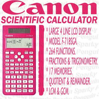   PINK CALCULATOR WITH LARGE 4 LINE LCD DISPLAY F 718SGA CASE