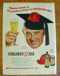 1951 Carlings Red Cap Ale Ad Frisch Chicago Cubs