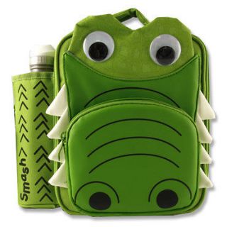 Smash Kids Large School Nursery Lunch Bag Water Bottle Crocodile