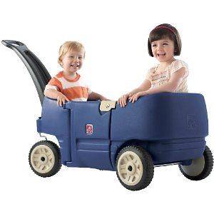 Long Handle Kids 2 Seat Wagon + Safety Belts Drain Plug Cupholders 