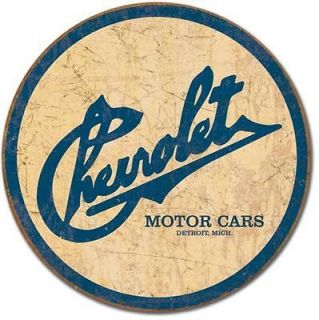 Chevrolet Chevy Historic Logo Round Auto Metal Tin Sign Home Decor 