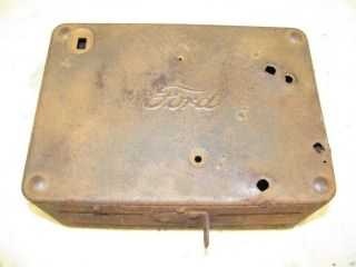   Antique Ford Script Tractor Truck Car Battery Tool Radio Tin Metal Box