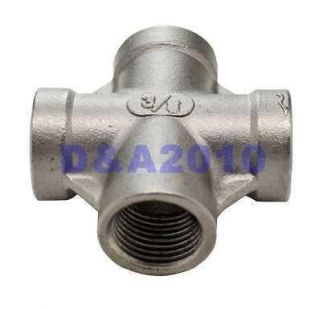 Stainless Steel Pipe Fitting 3/8 Thread 4 Way Female Cross Coupling 
