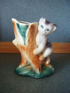 VINTAGE POTTERY CAT PLANTER DECORATIVE COLLECTIBLE CHRISTMAS GIFT 