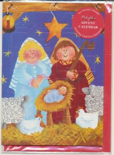 Children Religious Advent Calendar Greeting Card w/ Env & Prayer 