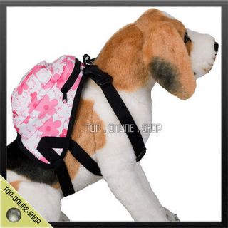 Pink Pet Dog Cat Harness Leash Saddle Bag Rucksack Knapsack Satchel 