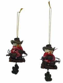   Handiworks Western Snowman W/Cactus Ornament Christmas Decor Set Of 2