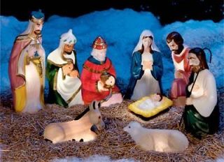 Light Up 9 piece Nativity Set Indoor Outdoor Yard Decor**