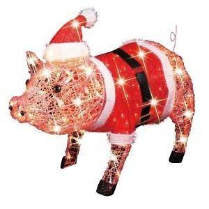 lighted Christmas Pig Holiday Yard Display