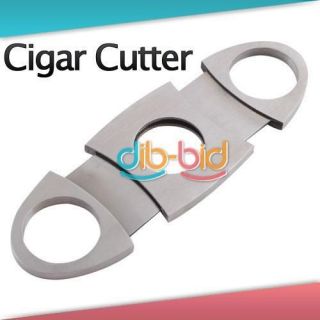 Stainless Steel Pocket Cigar Cutter Knife Double Blades