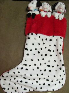   101 DALMATIANS LARGE RED & WHITE CHRISTMAS STOCKING W/3 DOGS 14