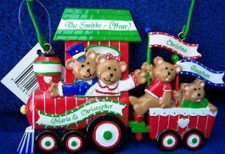 Get on Board FAMILY BEAR in TRAIN Christmas Ornament   4 Names 