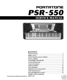 Yamaha Portatone PSR 550 Midi Keyboard Service Manual