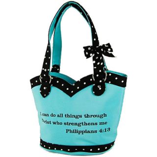 Bible Quotes Polka Dot Design with Bowtie Shoulder Bag Handbag Purse 