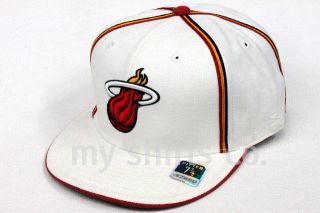   Heat White Red Yellow Black Authentic NBA Reebok Fitted Cap BRAND NEW