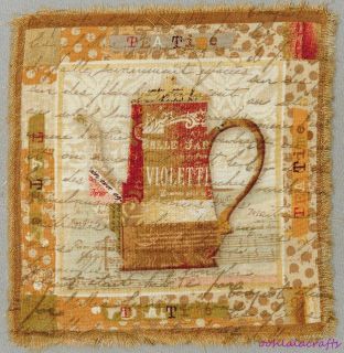 k623 french script quilt block tea pot coffee latte scrap booking 