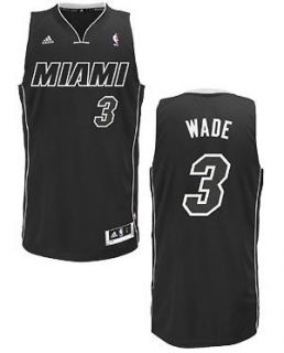 Adidas Dwyane Wade D Wade #3 Miami Heat NBA Black Away Swingman Jersey 