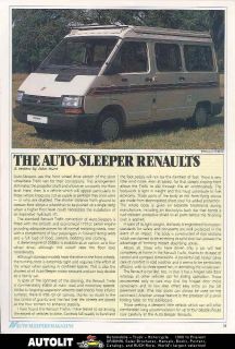 1991 Renault Auto Sleeper Motorhome RV Van Article