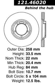 CENTRIC 121.46020 Front Brake Rotor/Disc (Fits Van)