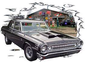 1964 Black Dodge 440 Custom Hot Rod Garage T Shirt 64, Muscle Car Tee 