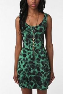   + NOISE Urban Outfitters Anthropologie Green Leopard Print Dress L