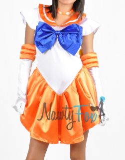 Sexy Sailor Moon Mina Venus Cosplay Womens Halloween Costume + Gloves 