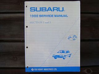Subaru Service Manual 1800 DL GL Saloon Estate 3 door coupe 1988 