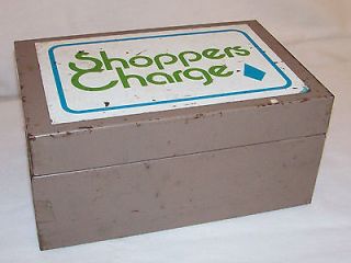 Vintage Metal Shoppers Charge Box Gorcers File for Customer Tabs 