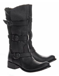 Koolaburra Tiffany Boots Black $645 tall strapped leather wool lined 