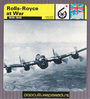 ROLLS ROYCE WW2 Merlin Airplane Engines Lancaster CARD