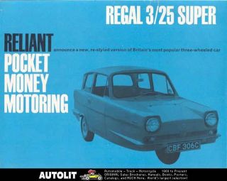 1966 Reliant Regal 600 3/25 3 Wheel Microcar Brochure