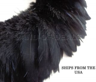 Wholesale bulk​ feathers  black rooster schlappen / 4 5” (10 13 cm 