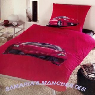 FERRARI RED SPORTS   SINGLE BED QUILT COVER SET   NEW