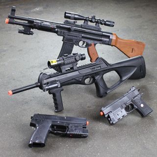   Gun Combo AK47 Rifle Pistols Laser Scope Spring Air Soft w/ 1k BBs