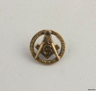 Antique Mason Made Lapel Pin   14k Yellow Gold Masonic Blue Lodge 