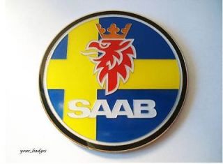 Enamel Chrome Swedish flag SAAB Car Badge Sweden 95 93 Aero 900
