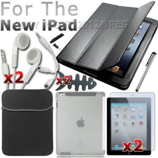   Smart Leather CASE+TPU Cover+Sleeve+S​creen Protector For New iPad 3