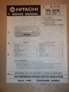 Hitachi Service Manual~TRK 3D30 Radio Cassette Recorder