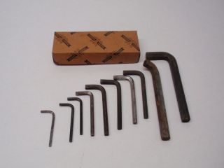 Used Set of Vintage Metal Unbranded Old Large Allen Wrenches Mechanics 