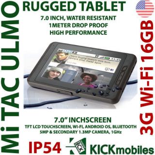   ULMO 3G WiFi 16GB 7 INCH BLACK RUGGED IP54 ANDROID TABLET PC TOUGH