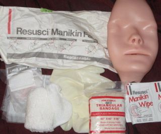 Resusci Manikin Face Wipes Triangular Bandage Set CPR First 1st Aid 